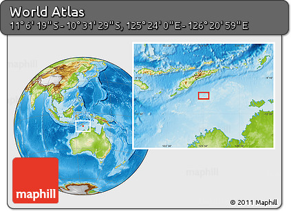 Physical Location Map of the Area around 10° 48' 54" S, 125° 52' 30" E