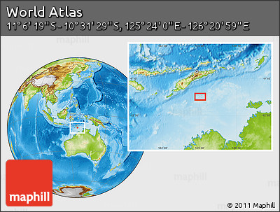Physical Location Map of the Area around 10° 48' 54" S, 125° 52' 30" E