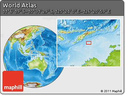 Physical Location Map of the Area around 10° 48' 54" S, 125° 52' 30" E