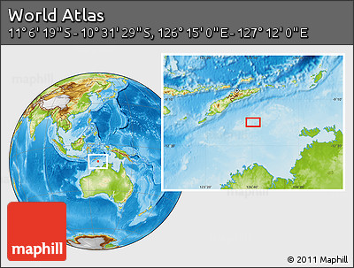 Physical Location Map of the Area around 10° 48' 54" S, 126° 43' 29" E