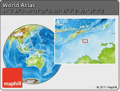 Physical Location Map of the Area around 10° 48' 54" S, 126° 43' 29" E