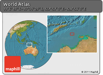 Satellite Location Map of the Area around 10° 48' 54" S, 128° 25' 30" E