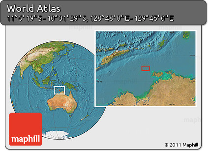 Satellite Location Map of the Area around 10° 48' 54" S, 129° 16' 30" E