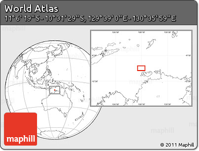 Blank Location Map of the Area around 10° 48' 54" S, 130° 7' 30" E