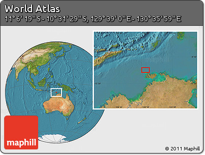 Satellite Location Map of the Area around 10° 48' 54" S, 130° 7' 30" E