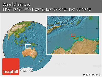 Satellite Location Map of the Area around 10° 48' 54" S, 130° 7' 30" E
