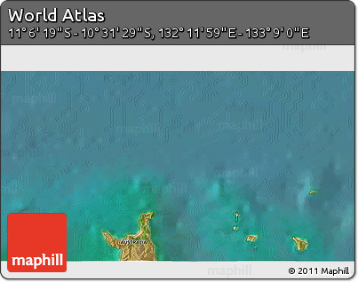 Satellite 3D Map of the Area around 10° 48' 54" S, 132° 40' 30" E
