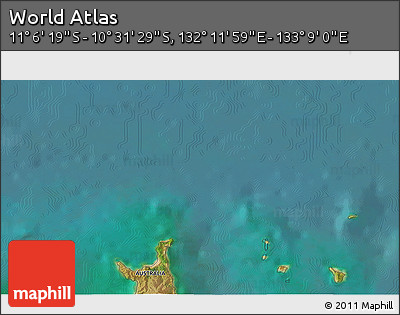 Satellite 3D Map of the Area around 10° 48' 54" S, 132° 40' 30" E
