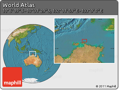 Satellite Location Map of the Area around 10° 48' 54" S, 132° 40' 30" E