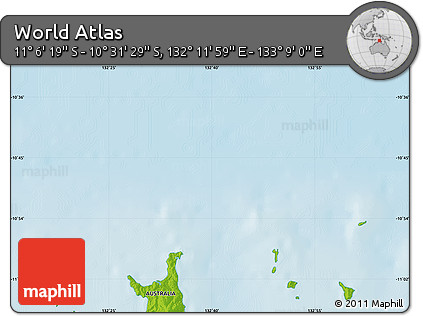 Physical Map of the Area around 10° 48' 54" S, 132° 40' 30" E