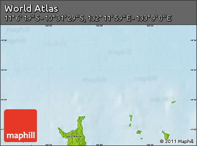 Physical Map of the Area around 10° 48' 54" S, 132° 40' 30" E