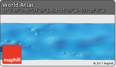 Shaded Relief Panoramic Map of the Area around 10° 48' 54" S, 134° 13' 29" W