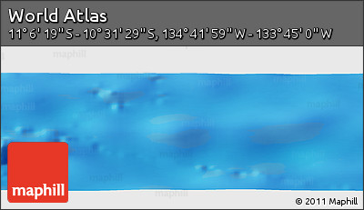 Shaded Relief Panoramic Map of the Area around 10° 48' 54" S, 134° 13' 29" W