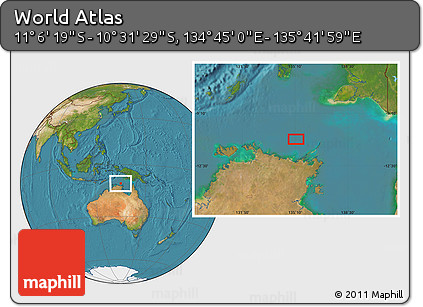 Satellite Location Map of the Area around 10° 48' 54" S, 135° 13' 29" E