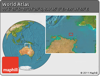 Satellite Location Map of the Area around 10° 48' 54" S, 135° 13' 29" E