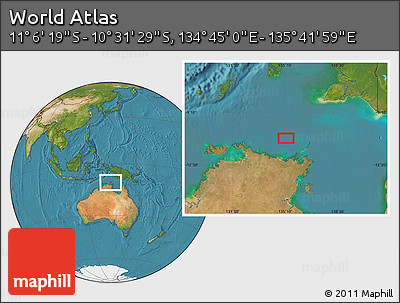 Satellite Location Map of the Area around 10° 48' 54" S, 135° 13' 29" E