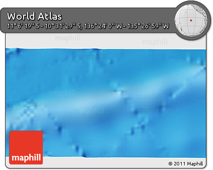 Physical 3D Map of the Area around 10° 48' 54" S, 135° 55' 30" W