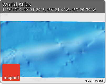 Physical 3D Map of the Area around 10° 48' 54" S, 135° 55' 30" W