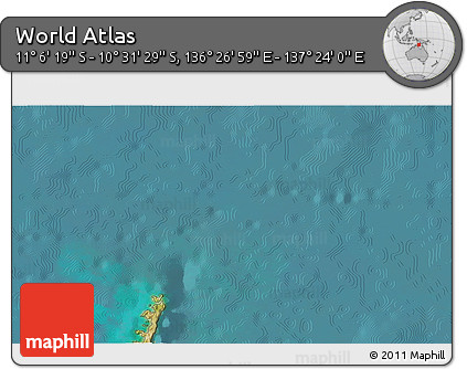 Satellite 3D Map of the Area around 10° 48' 54" S, 136° 55' 30" E