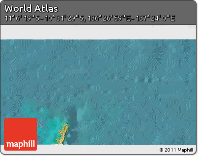 Satellite 3D Map of the Area around 10° 48' 54" S, 136° 55' 30" E