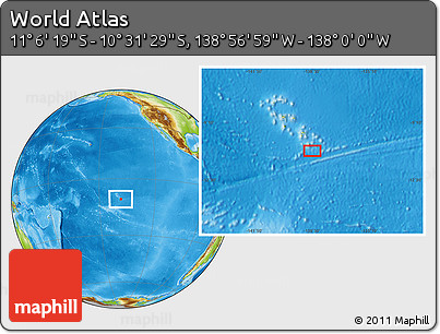 Physical Location Map of the Area around 10° 48' 54" S, 138° 28' 29" W