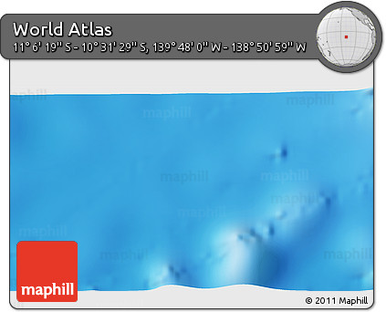 Physical 3D Map of the Area around 10° 48' 54" S, 139° 19' 29" W