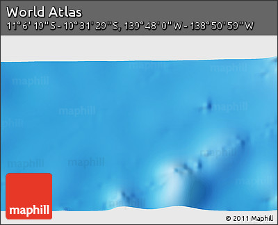Physical 3D Map of the Area around 10° 48' 54" S, 139° 19' 29" W