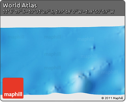 Physical 3D Map of the Area around 10° 48' 54" S, 139° 19' 29" W