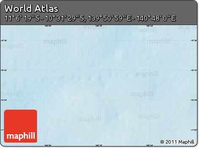 Physical Map of the Area around 10° 48' 54" S, 140° 19' 29" E