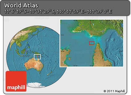 Satellite Location Map of the Area around 10° 48' 54" S, 141° 10' 30" E