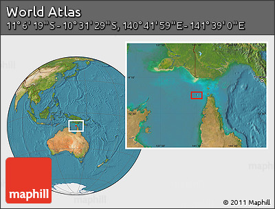 Satellite Location Map of the Area around 10° 48' 54" S, 141° 10' 30" E