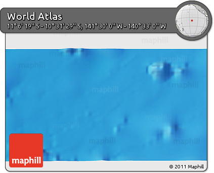 Physical 3D Map of the Area around 10° 48' 54" S, 141° 1' 30" W