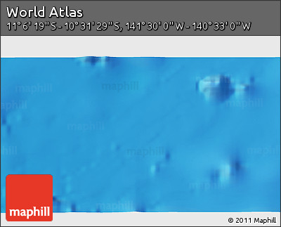 Physical 3D Map of the Area around 10° 48' 54" S, 141° 1' 30" W