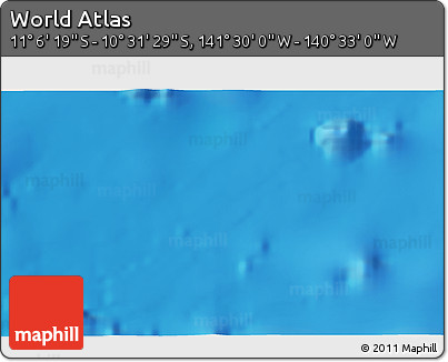 Physical 3D Map of the Area around 10° 48' 54" S, 141° 1' 30" W