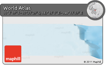 Physical Panoramic Map of the Area around 10° 48' 54" S, 143° 43' 29" E