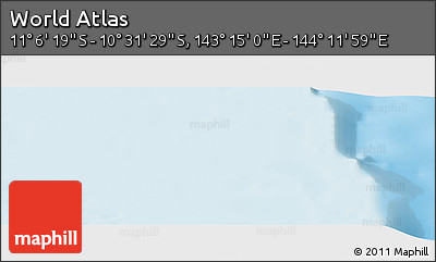 Physical Panoramic Map of the Area around 10° 48' 54" S, 143° 43' 29" E