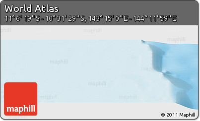 Physical Panoramic Map of the Area around 10° 48' 54" S, 143° 43' 29" E