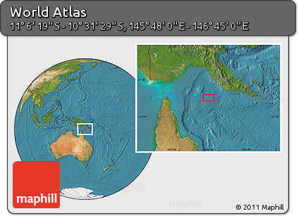 Satellite Location Map of the Area around 10° 48' 54" S, 146° 16' 30" E