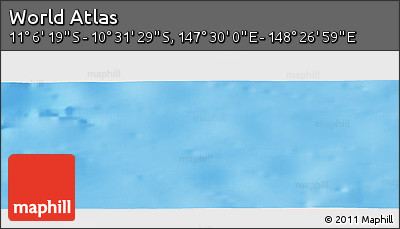 Physical Panoramic Map of the Area around 10° 48' 54" S, 147° 58' 29" E