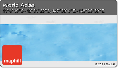 Physical Panoramic Map of the Area around 10° 48' 54" S, 147° 58' 29" E