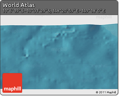 Satellite 3D Map of the Area around 10° 48' 54" S, 148° 49' 29" E
