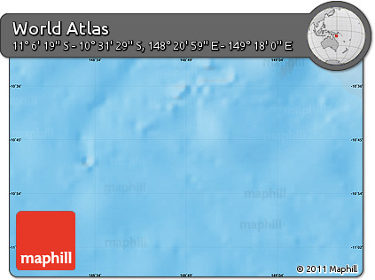 Shaded Relief Map of the Area around 10° 48' 54" S, 148° 49' 29" E