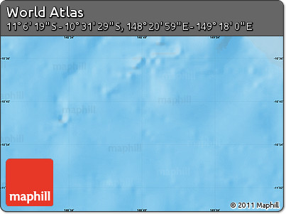 Shaded Relief Map of the Area around 10° 48' 54" S, 148° 49' 29" E