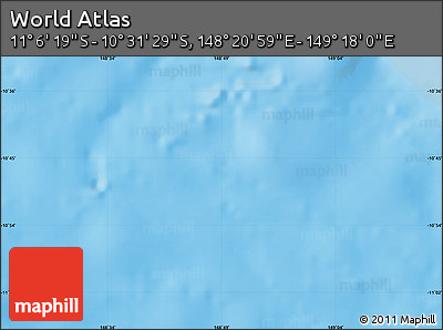 Shaded Relief Map of the Area around 10° 48' 54" S, 148° 49' 29" E