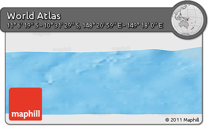 Physical Panoramic Map of the Area around 10° 48' 54" S, 148° 49' 29" E