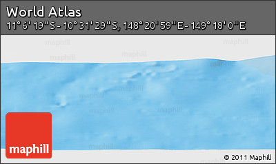 Physical Panoramic Map of the Area around 10° 48' 54" S, 148° 49' 29" E