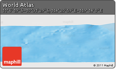 Physical Panoramic Map of the Area around 10° 48' 54" S, 148° 49' 29" E