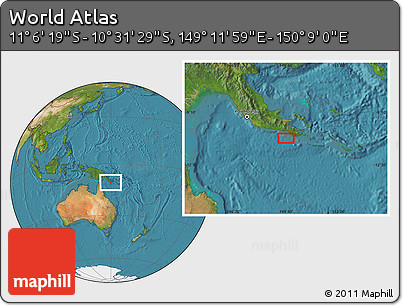Satellite Location Map of the Area around 10° 48' 54" S, 149° 40' 30" E