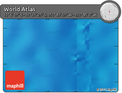 Shaded Relief Map of the Area around 10° 48' 54" S, 151° 13' 29" W