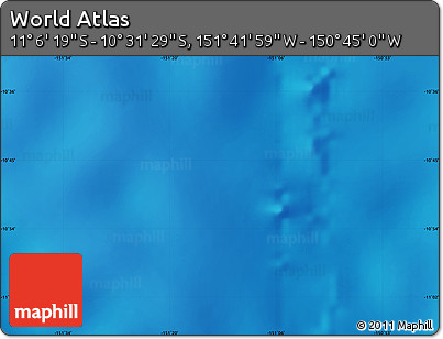 Shaded Relief Map of the Area around 10° 48' 54" S, 151° 13' 29" W